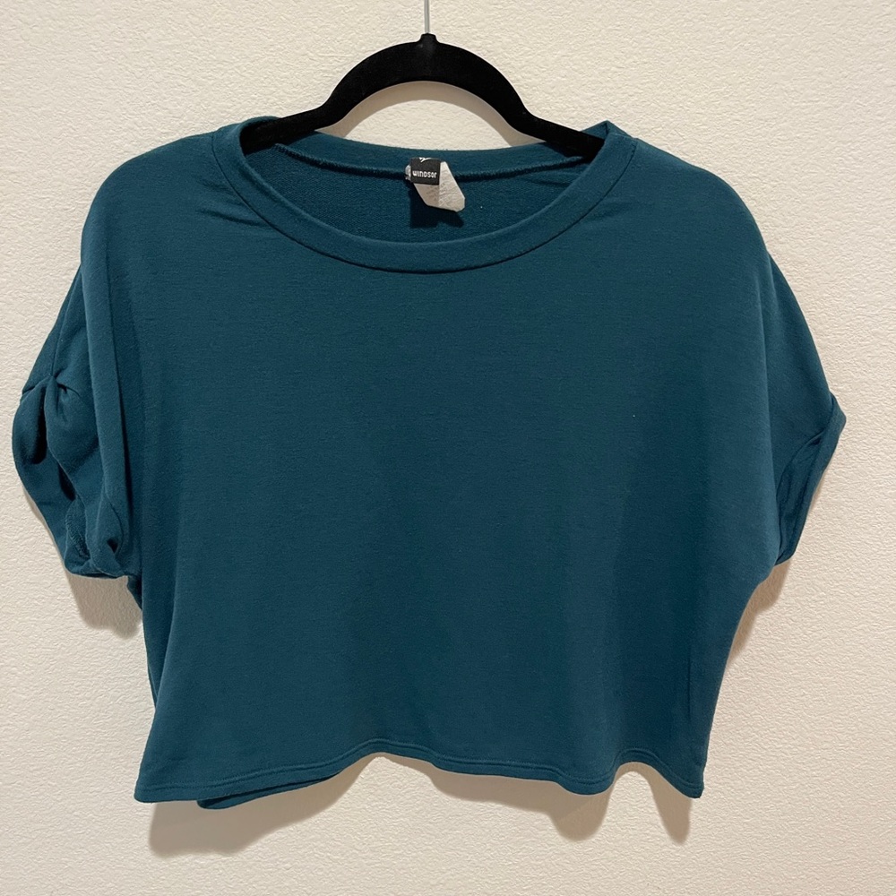 WINDSOR - teal blue crop top